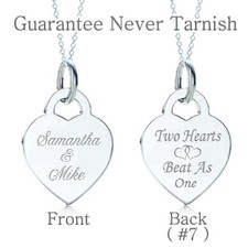 Personalized Name Heart Pendant Necklace Gold Silver Stainless Steel Custom