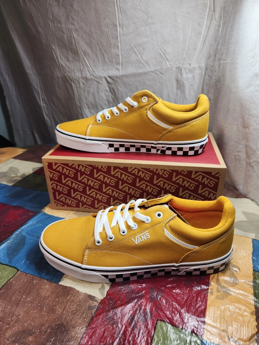 Vans Men s Seldan Checker Sidewall Yellow Canvas Skate Shoes