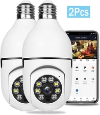 2X360° 1080P IP E27 Light Bulb Camera WiFi IR Night Smart Home Wireless Security