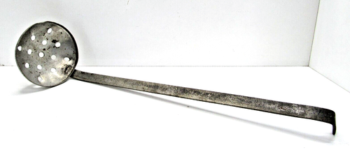 Large Metal Ladle 17" long Vintage Pierced Metal Primitive #Z5 - Picture 3 of 8