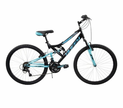 black and teal huffy bike