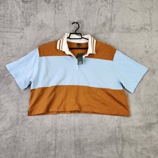 Womens Short Sleeve Rugby Shirt Wild Fable Blue/Brown XL