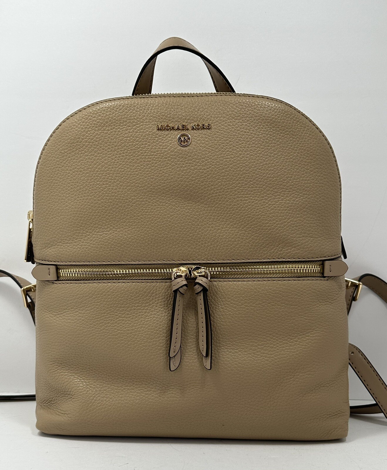 Michael Kors Rhea Zip Medium Slim Backpack Camel/Gold Leather image 7