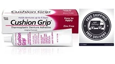 Cushion Grip Thermoplastic Denture Adhesive 1 Oz - 100% Waterproof & Zinc Free