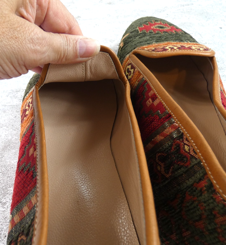 Zapato Kikim Hecho a Mano Mujer 43 EE. UU. 12 Verde De Colección Suroeste Alfombra Sin Cordones Boho - Imagen 13 de 14