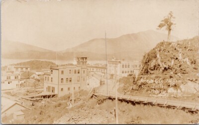 Prince Rupert BC Fire & City Hall Fulton Street Unused Real Photo Postcard H27