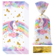25/50/100pcs Unicorn Theme Candy Packing Bags Unicorn Birthday Party Decoration