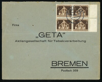 tobacco munich Germany Munich 1936 Commercial Cover to GETA Tobacco Processing 12pf  Postage 473