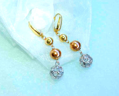 Ohrhänger 750 Gold Gelbgold Weißgold Rotgold 18 KT  langes *KUGEL* Design W O W
