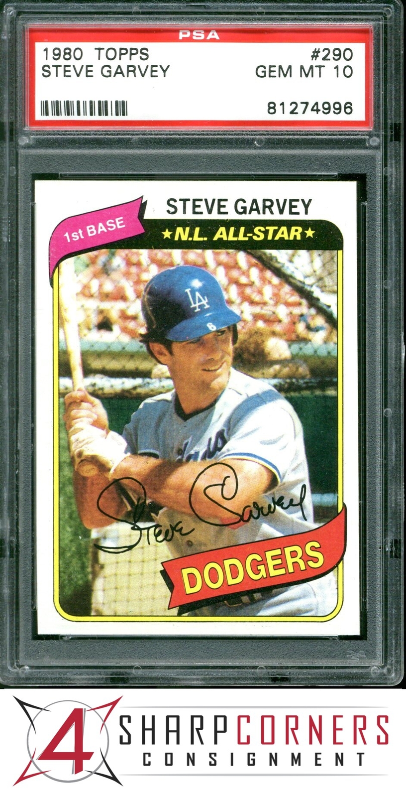 1980 TOPPS #290 STEVE GARVEY DODGERS PSA 10