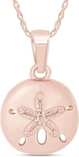 Sand Dollar Pendant 18" Necklace For Womens 14K Solid Rose Gold