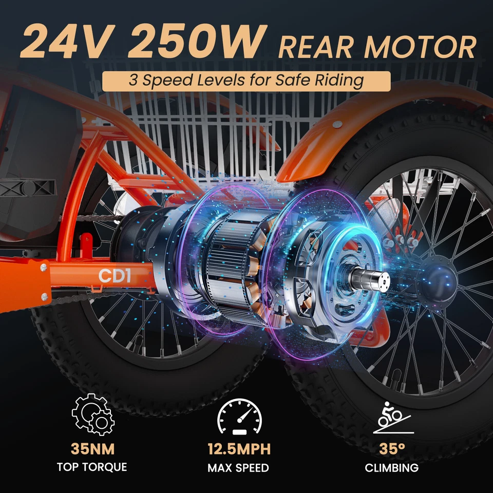 Triciclo Eléctrico MOONCOOL 16" para Niños 250W 24V 10.4Ah Cesta Triciclo Eléctrico Foto 4 de 4