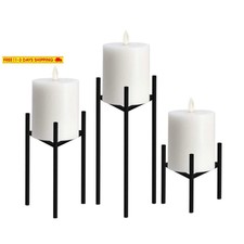 Metal Pillar Candle Holders Gold Candlesticks For Fireplace Living