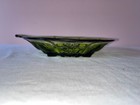 NICE VTG GREEN GLASS FOOTED DIVIDED SERVING RELISH DISH  2 SECTIONS Fleur de lis — photo 2