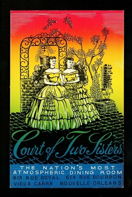 Louisiana LA postcard New Orleans Court of Two Sisters Wishing Well restaurant