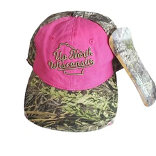 Realtree Woman's Trucker Hat Cap Pink Camo Embroidered Up North Wisconsin