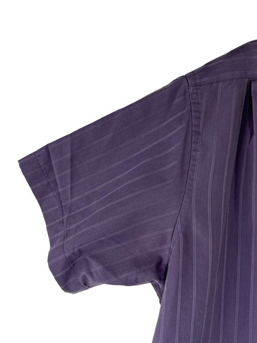 David Taylor Men Size 17.5 Dress Shirt Purple Short Sleeve Collar Button up - Picture 15 of 16