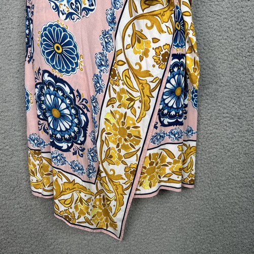 Anthropologie Maeve Dress Faux Wrap Sz 6 Pink Blue Gold Floral Resort Feminine - Picture 6 of 15