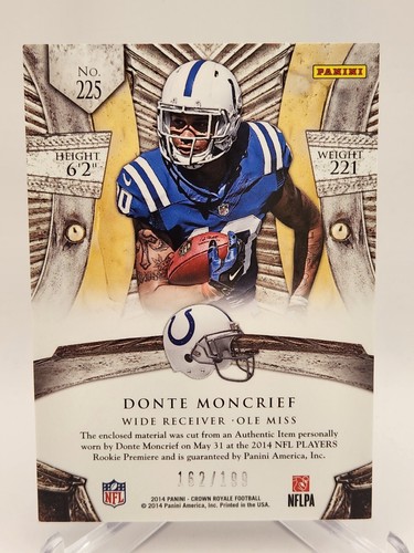 Donte Moncrief 2014 Panini Crown Royale Rookie Silhouetten RC #225 162/199 - Bild 2 von 2