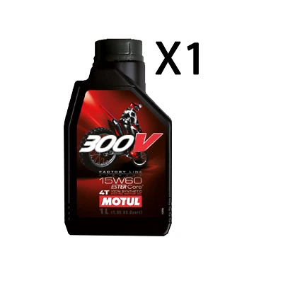 Huile Moto Motul 300V 15W60 Factory Line Off Road Racing 100% Optique 1 Litre - Photo 1/4