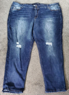 Women's Vanilla Star Skinny Destructed Dark Stretch Blue Jeans Plus Size 24W