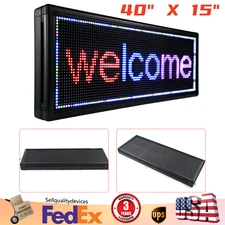 LED Sign 40" X 15" Programmable Scroll Message Board 3 Color Neon New