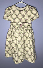 Vintage Sylvia Whyte Girls Dress Size 7 Purple 3D Flowers Puff Sleeve Floral