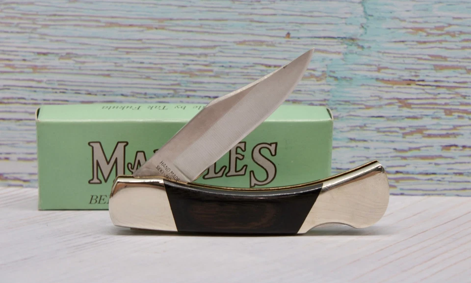 Navaja de bolsillo hecha en banco canicas de la década de 1980 hecha a mano en Seki Japón Tak Fukuta Foto 4 de 4