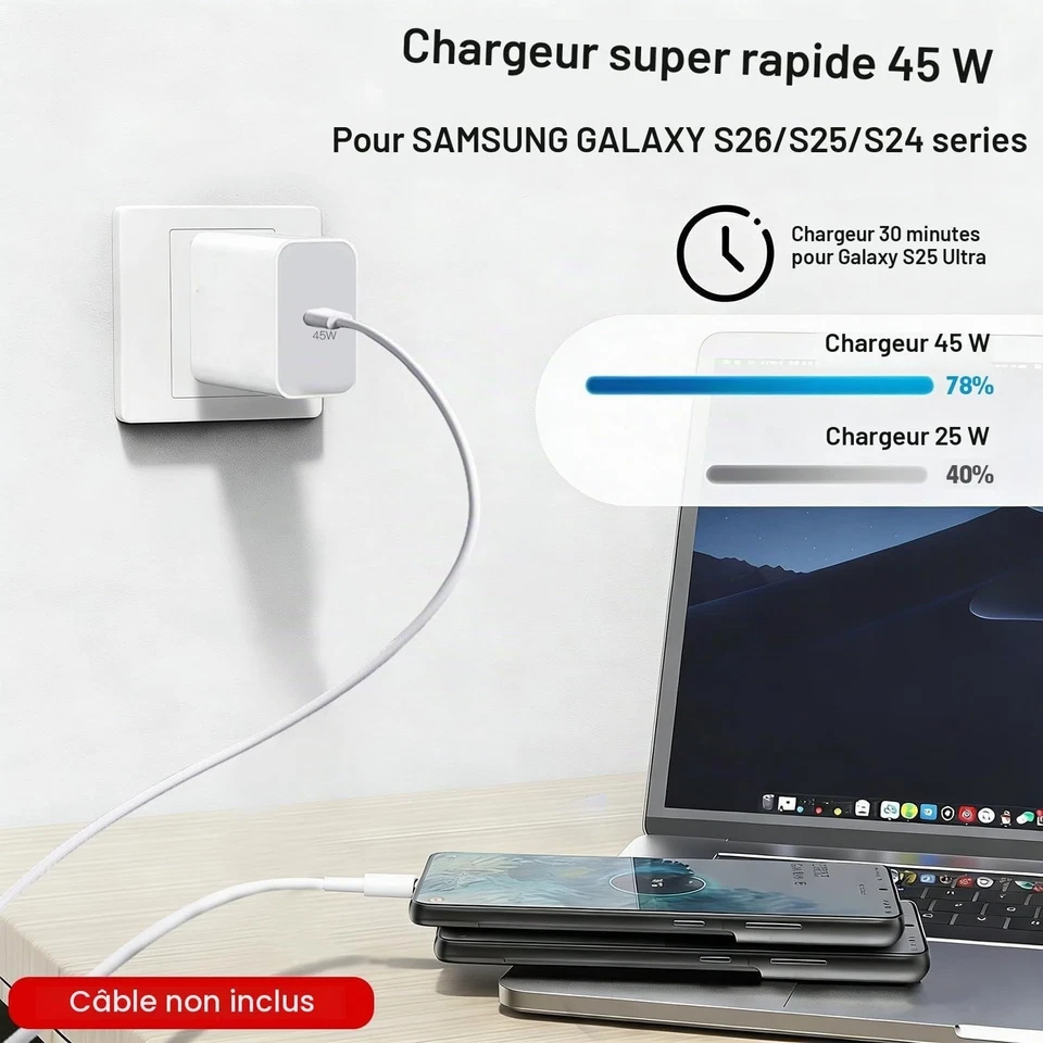 Chargeur secteur USB-C 45 W Samsung Galaxy MZbestplug - Photo 2/4