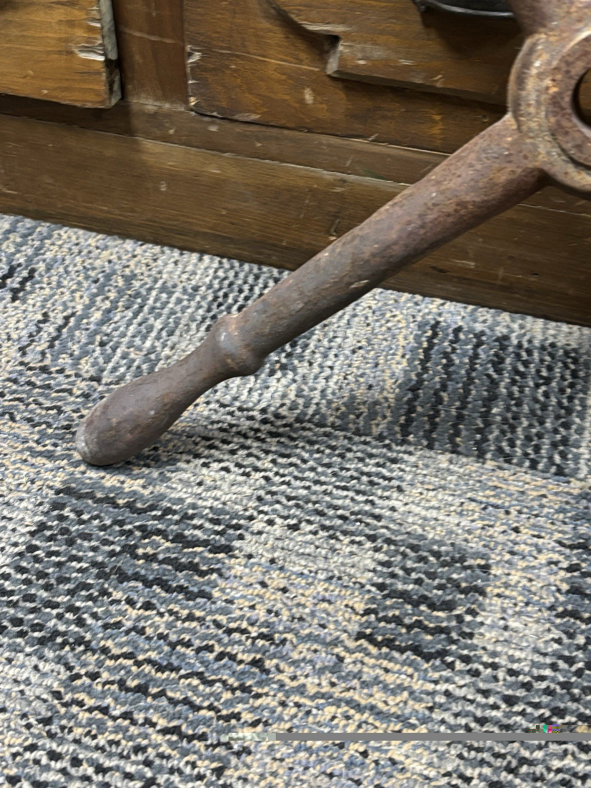 4 SPOKE MACHINE HANDWHEEL antique post drill tool crank handle steampunk table