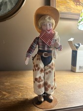 Cowboy Doll Blonde Straight Hair Hat Rope Western Outfit