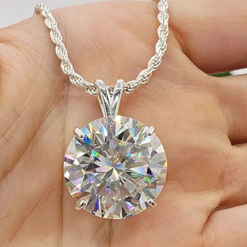 7.50 Ct Certified White Round Cut Diamond Solitaire Pendant in 925 Silver - Picture 4 of 4