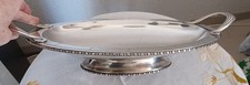 ART DECO PLAT sur piedouche 41 cm ancien ARGENTERIE 1930