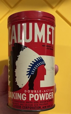 VINTAGE Calumet 1 Lb Double Action Baking Powder empty tin kitchen decor