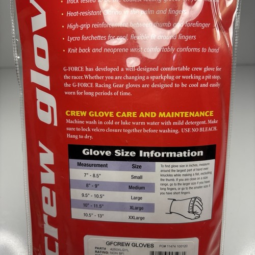 5 Pair G-Force Mechanic Style Crew Gloves 4250XLGYL Racing Gear/ Crew Glove - Picture 6 of 22