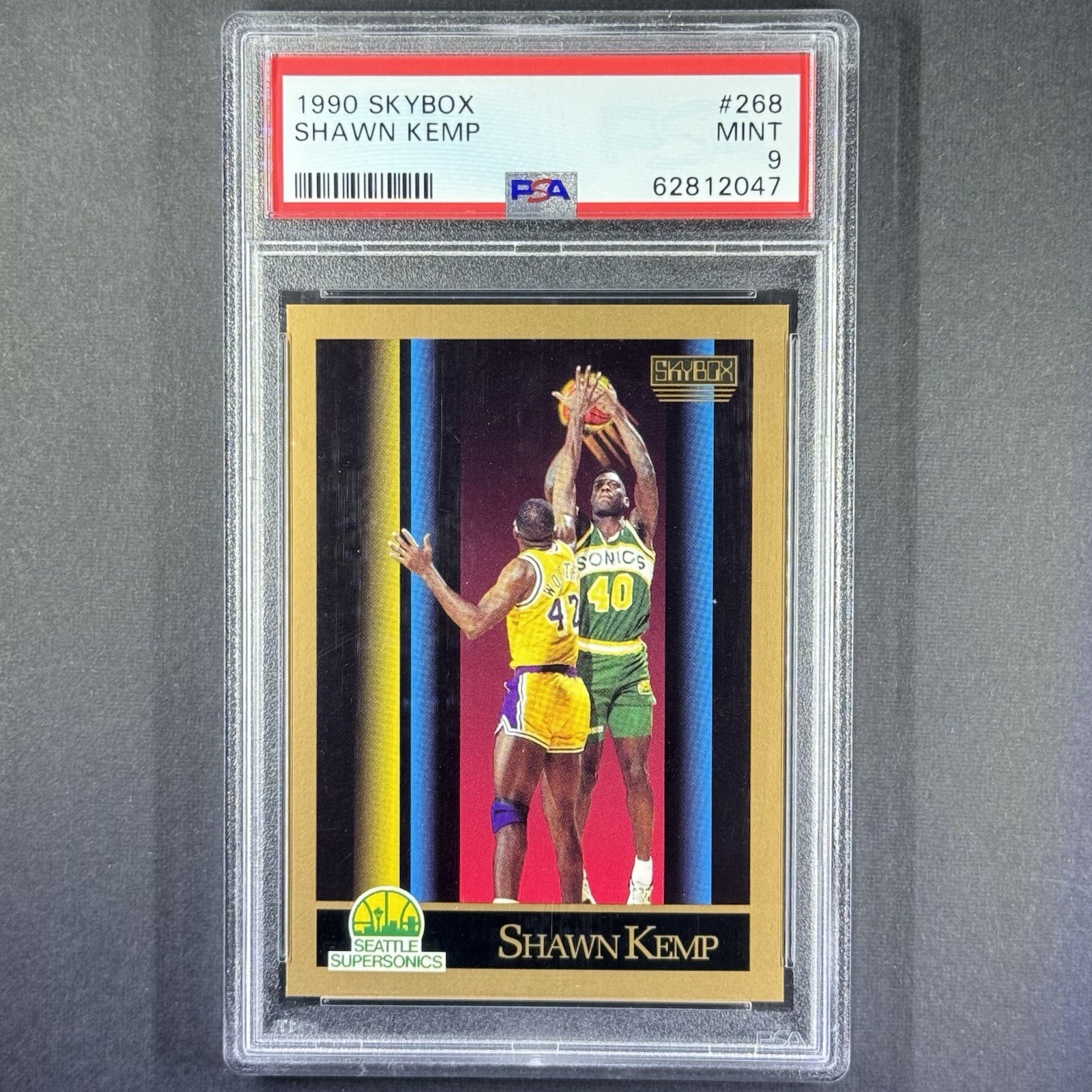 ROOKIE SHAWN KEMP 1990 SKYBOX #268 BASE ROOKE SEATTLE SUPERSONICS RC PSA 9