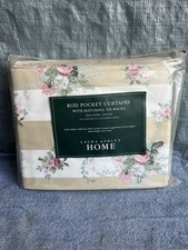 Vtg New Laura Ashley Home Rod Pocket Curtains With Matching Tie- Backs 84 x 48