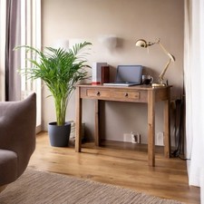 Solid Acacia Wood Console Table with Metal Handles– 100cm Elegant Rustic Design