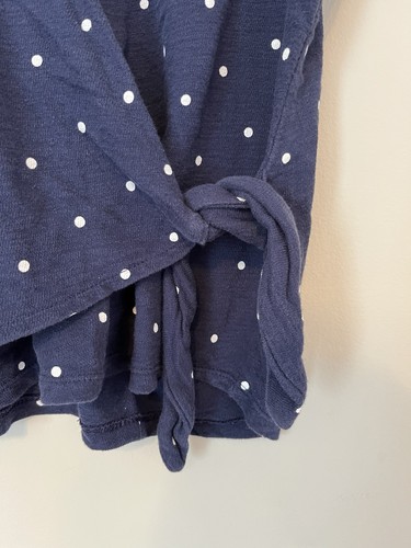 Old Navy Top Womens Size L Navy Polka Dot Faux Wrap Nautical Coastal Preppy - Picture 4 of 6
