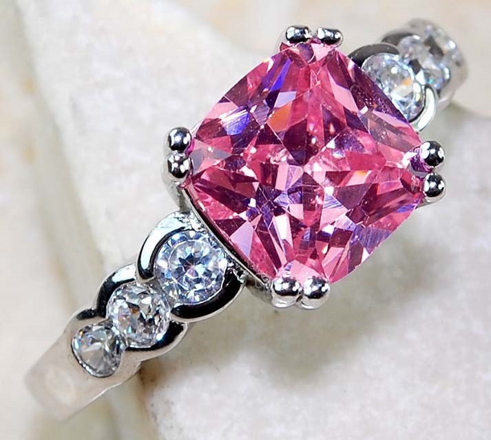 3CT Heat Treated Pink Topaz 925 Solid Sterling Silver Ring Sz 6 MM1-6