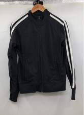 Athleta Black Full Zip Raglan Quick Dry Running Track Jacket Arm Stripes -Size S