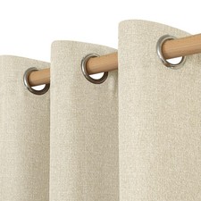 Linen Curtains 84 inch Length 2 Panels, Grommet Thick Soft Light Filtering Cu...