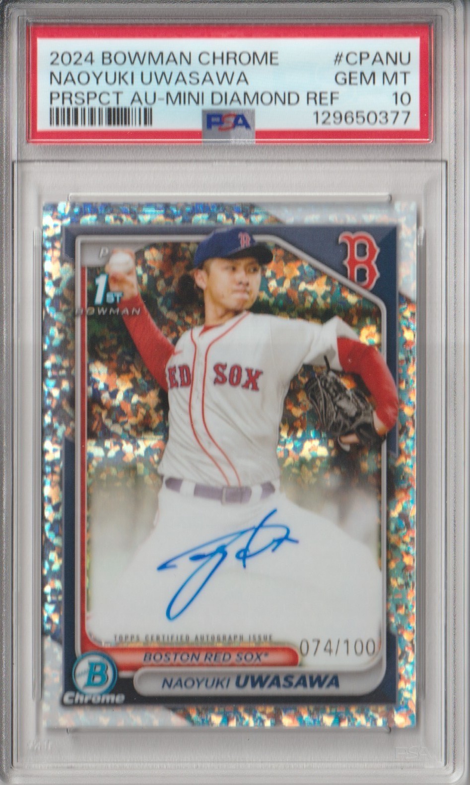 2024 Bowman Chrome Naoyuki Uwasawa 1st Bowman Mini Diamond Auto /100 PSA 10 GEM