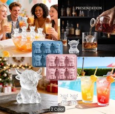Hamish the Highland Cow 12 x Silicone Ice Cube Mold Chocolate Mould Blue or Pink