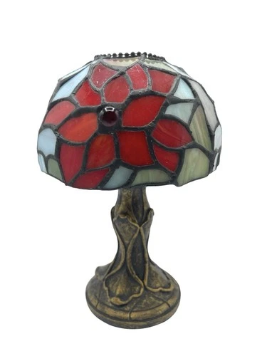 Vintage Stained Glass Tiffany Style 8” Floral Tea Light Candle Holder