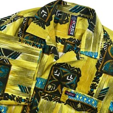 Vintage Willie ESCO Linen Blend Mens Yellow Large Short Sleeve Button Up Shirt