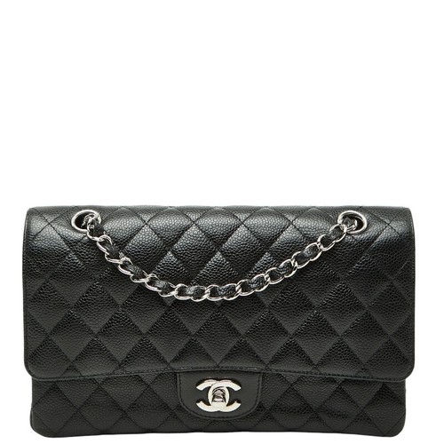 Chanel Matelasse 25 Coco Mark Double Flap Chain Shoulder Bag Silver Hardware 115