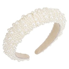1PC White Pearl Headband for Women Jeweled Head Band Beaded Hairband Fashion