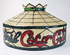 Vintage Retro "Drink Coca Cola" Lamp Shade - Faux Stained Glass Style 1970's