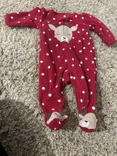 Child Of Mine By Carter's Reindeer One Piece Footed Pajamas 3 Months